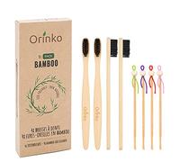 ORINKO - Lot de 4 Cures Oreilles Japonais + 4 Brosses À Dents En Bambou - Pack Zéro Déchet - Cadeau Parfait [ à vie]