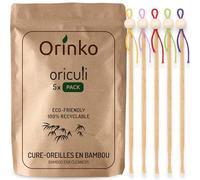 ORINKO - Oriculi en Bambou 5x - Cure Oreille Écologique et Réutilisable pour Remplacement Coton Tige - Zéro Déchet