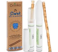 ORINKO Siwak x2 avec 2 Étuis de Protection, Bâton de Miswak en Bois d'Araq (Salvadora Persica), Brosse à Dents Naturelle Nettoyante, Blanchissante, Écologique et Végan