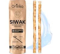 ORINKO Siwak x2, Bâton de Miswak Brosse à Dent Naturelle en Bois d'Araq (Salvadora Persica), Nettoyant, Désinfectant, Blanchissant, Écologique, Biodégradable et Végan
