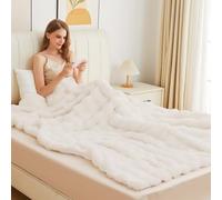 ORINOVA Couverture Fausse Fourrure Moelleuse Chaude Beige 230x275 cm Couverture Douce Polaire Canapé Lit Confortable Blanket