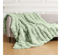 ORINOVA Couverture Fausse Fourrure Vert Sauge Plaid Moelleuse Chaude 130x150 cm Douce Polaire Canapé Lit Confortable Green Fluffy Blanket