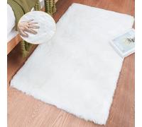 ORINOVA Tapis Blanc Chambre Moelleux 60x90 cm Fausse Fourrure Doux Tapis Salon Tapis Lavable Petit Duveteux Poil Ras White Fluffy Rug Deco Rectangulaire
