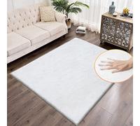 ORINOVA Tapis Blanc Moelleux Chambre 150x240 cm Fausse Fourrure Doux Tapis Salon Tapis Lavable Poil Ras White Fluffy Area Carpet Rectangulaire
