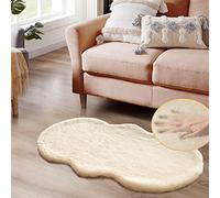ORINOVA Tapis Chambre Beige 60x120 cm Fausse Fourrure Lavable Descente De Lit Tapis Moelleux Salon Doux Poil Ras Fluffy Rug