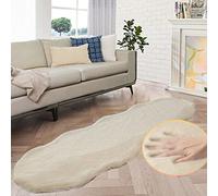 ORINOVA Tapis Chambre Beige 60x180 cm Tapis Fausse Fourrure Lavable Descente De Lit Tapis Moelleux Salon Doux Poil Ras Grey Fluffy Runner