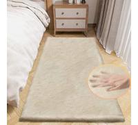 ORINOVA Tapis Chambre Beige Descente De Lit Tapis 60x180 cm Fausse Fourrure Tapis Moelleux Lavable Couloir Salon Poil Ras Doux Fluffy Runner Rectangulaire