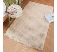ORINOVA Tapis Chambre Beige Fausse Fourrure 60x90 cm Tapis Moelleux Salon Lavable Doux Poil Ras Duveteux Petit Beige Fluffy Rug Deco Rectangulaire