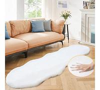 ORINOVA Tapis Chambre Blanc 60x180 cm Tapis Fausse Fourrure Lavable Descente De Lit Tapis Moelleux Salon Doux Poil Ras Grey Fluffy Runner