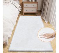 ORINOVA Tapis Chambre Blanc Moelleux Fausse Fourrure 60x180 cm Tapis Doux Duveteux Descente de Lit Chambre Adulte White Fluffy Runner Lavable Rectangulaire