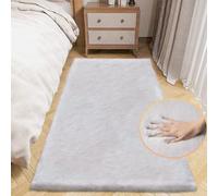 ORINOVA Tapis Chambre Gris Descente De Lit 60x180 cm Tapis Fausse Fourrure Lavable Tapis Moelleux Salon Doux Poil Ras Fluffy Runner Rectangulaire