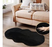 ORINOVA Tapis Chambre Noir 60x120 cm Tapis Fausse Fourrure Lavable Descente De Lit Tapis Moelleux Salon Doux Poil Ras Fluffy Rug