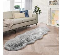 ORINOVA Tapis Gris Descente de Lit Chambre 60x180 cm Moumoute Doux Peau de Mouton Fausse Fourrure Fluffy Fille Ado Shaggy