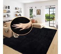 ORINOVA Tapis Noir 180x270 cm Fausse Fourrure Doux Tapis Salon Chambre Tapis Moelleux Lavable Poil Ras Black Fluffy Area Carpet Rectangulaire