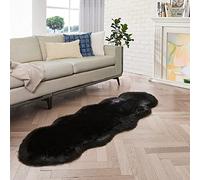 ORINOVA Tapis Noir Descente de Lit Chambre 60x180 cm Peau de Mouton Moumoute Fausse Fourrure Fluffy Doux Fille Ado Shaggy