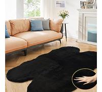 ORINOVA Tapis Noir Fausse Fourrure 120x180 cm Moelleux Chambre Tapis Doux Duveteux Black Fluffy Carpet Lavable