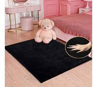 ORINOVA Tapis Noir Fausse Fourrure Moelleux 90x150 cm Tapis Chambre Doux Salon Lavable Poil Ras Black Fluffy Rug Rectangulaire