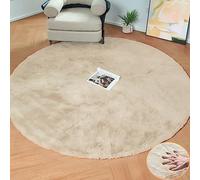 ORINOVA Tapis Rond Beige 150 cm Tapis Chambre Salon Fausse Fourrure Moelleux Lavable Descente De Lit Doux Grand Poil Ras Beige Area Carpet Round