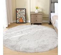 ORINOVA Tapis Rond Blanc 180 cm Doux Chambre Salon Moumoute Fausse Fourrure Fille Ado Fluffy Shaggy