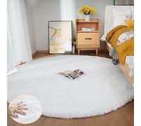ORINOVA Tapis Rond Blanc 180 cm Doux Tapis Salon Chambre Fausse Fourrure Moelleux Descente De Lit Lavable Poil Ras Fluffy Shaggy Area Carpet