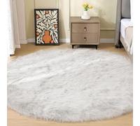 ORINOVA Tapis Rond Blanc 200 cm Salon Doux Fille Ado Moumoute Chambre Fausse Fourrure Shaggy Fluffy