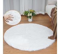 ORINOVA Tapis Rond Blanc 90 cm Tapis Moelleux Chambre Fausse Fourrure Doux Lavable Petit Tapis Salon Duveteux Poil Ras Small White Rug Round
