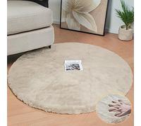 ORINOVA Tapis Rond Chambre Beige 120 cm Fausse Fourrure Tapis Moelleux Salon Lavable Descente De Lit Poil Ras Doux Beige Area Carpet Round