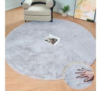 ORINOVA Tapis Rond Chambre Gris Moelleux 150 cm Tapis Fausse Fourrure Doux Tapis Salon Lavable Descente De Lit Poil Ras Grey Carpet Round