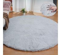 ORINOVA Tapis Rond Gris 240 cm Doux Tapis Chambre Salon Fausse Fourrure Moelleux Tapis Lavable Poil Ras Fluffy Grey Round Carpet Round