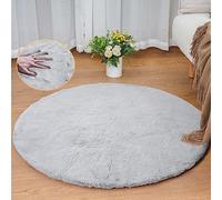 ORINOVA Tapis Rond Gris 90 cm Moelleux Chambre Fausse Fourrure Tapis Doux Lavable Petit Salon Duveteux Poil Ras Small Grey Rug Round
