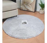 ORINOVA Tapis Rond Gris Chambre 120 cm Moelleux Tapis Fausse Fourrure Doux Tapis Salon Lavable Descente De Lit Poil Ras Grey Rug Round