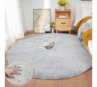 ORINOVA Tapis Rond Gris Moelleux 180 cm Doux Tapis Salon Chambre Fausse Fourrure Tapis Lavable Poil Ras Duveteux Grand Grey Carpet Round