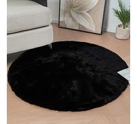 ORINOVA Tapis Rond Noir 120 cm Doux Fausse Fourrure Chambre Salon Shaggy Fluffy Poil Ras Tapis Moelleux Descente de Lit Lavable