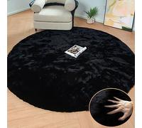 ORINOVA Tapis Rond Noir 150 cm Tapis Fausse Fourrure Moelleux Lavable Chambre Salon Descente De Lit Doux Black Fluffy Carpet Round