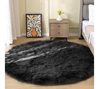 ORINOVA Tapis Rond Noir 180 cm Doux Chambre Salon Moumoute Fluffy Fausse Fourrure Fille Ado Shaggy