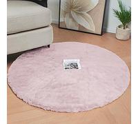 ORINOVA Tapis Rond Rose 120 cm Moelleux Fausse Fourrure Doux Tapis Chambre Fille Lavable Descente De Lit Salon Poil Ras Fluffy Pink Rug Round