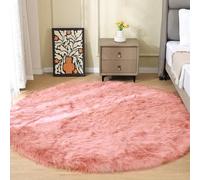 ORINOVA Tapis Rond Rose 180 cm Doux Chambre Fausse Fourrure Salon Moumoute Fille Ado Shaggy Fluffy