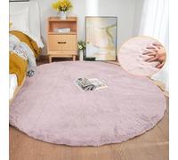 ORINOVA Tapis Rond Rose 180 cm Doux Tapis Chambre Salon Fausse Fourrure Moelleux Tapis Lavable Poil Ras Fluffy Pink Carpet Round