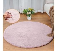 ORINOVA Tapis Rond Rose 90 cm Doux Fausse Fourrure Moelleux Tapis Chambre Fille Lavable Petit Descente De Lit Salon Poil Ras Fluffy Pink Rug Round