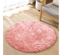 ORINOVA Tapis Rond Rose 90 cm Fausse Fourrure Chambre Shaggy Petit Fluffy Moumoute Poil Long Fille Ado Doux Salon