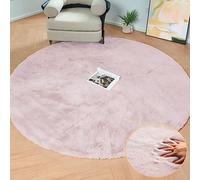 ORINOVA Tapis Rond Rose Doux Chambre Salon 150 cm Fausse Fourrure Moelleux Tapis Lavable Poil Ras Fluffy Pink Carpet Round