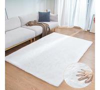 ORINOVA Tapis Salon Blanc 120x180 cm Fausse Fourrure Moelleux Tapis Chambre Descente De Lit Lavable Poil Ras Shaggy Doux Rug Rectangulaire