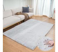 ORINOVA Tapis Salon Gris Chambre Moelleux 120x180 cm Doux Tapis Chambre Fausse Fourrure Tapis Lavable Poil Ras Grey Fluffy Carpet Rectangulaire