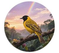 Oriole à Capuchon noirPuzzle Rond 1000 Pièces Complexité Intermédiaire Meilleur pour Adolescents Affûtage des Compétencesoiseau Idéal Cadeau Présentation Puzzle 1000pcs (67.5x67.5cm)
