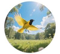 Oriole à Capuchon noirPuzzle Rond 1000 Pièces Tâche Défi pour Adultes Et Adolescents Amélioration Cérébraleoiseau Art Décoratif Salon Point Focal 1000pcs (67.5x67.5cm)