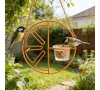 Oriole Mangeoire à oiseaux en métal à suspendre pour l'extérieur, gelée de raisin et fruits d'orange avec tasse en verre amovible, décoration de jardin durable pour la faune ailée, cadeau idéal pour