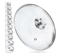 Orion B07HXV65NN Couvercle en Verre Résistant à la Chaleur avec Anneau et Bord en Acier Inoxydable, 30 cm de Diamètre