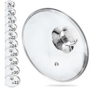 Orion Couvercle en verre avec bord en acier inoxydable pour casserole et poêle Ø 16 cm Verre résistant à la chaleur 200 °C