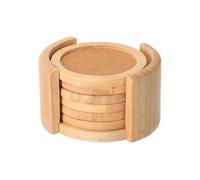 Orion Dessous de verre Set de 6 pièces avec support Liège Bois Beige Protection de table