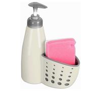 ORION Distributeur de savon liquide Distributeur de liquide vaisselle avec éponge en BEIGE